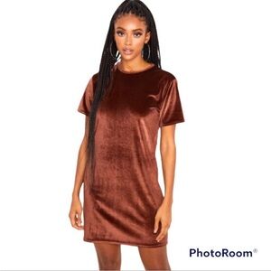 ASOS modern lux velour Scoop neck short sleeve sensual mini t-shirt dress